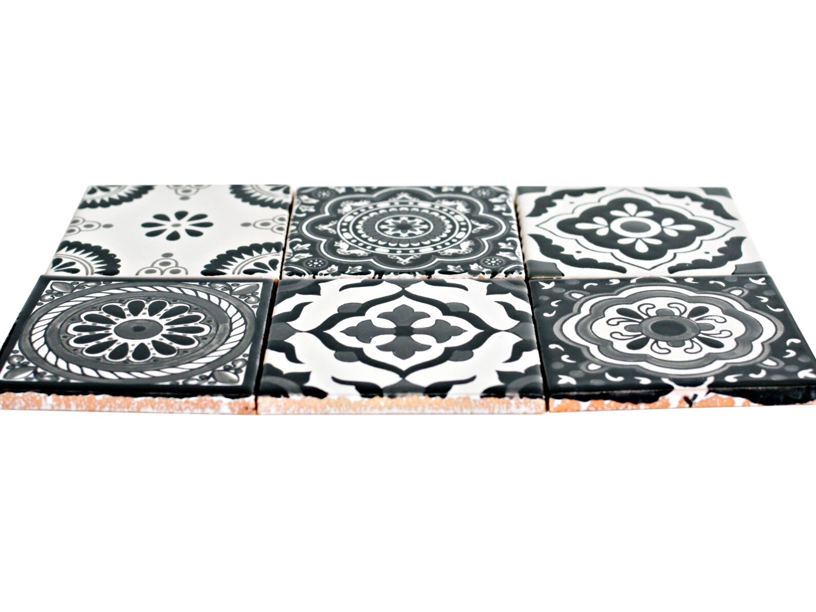 18 Premium Black-white Mexican Tiles Handpainted Talavera - Etsy