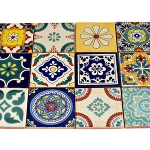 12 premium mexican tiles handpainted talavera pattern tiles premium quality 11x11 cm patchwork-set A image 9