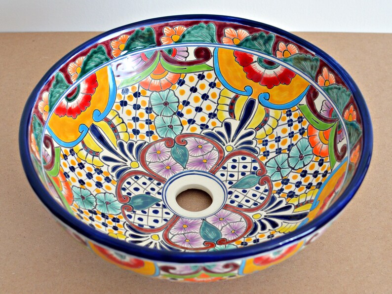 Buntes mexikanisches Waschbecken FRIDA Talavera washbasin mexico