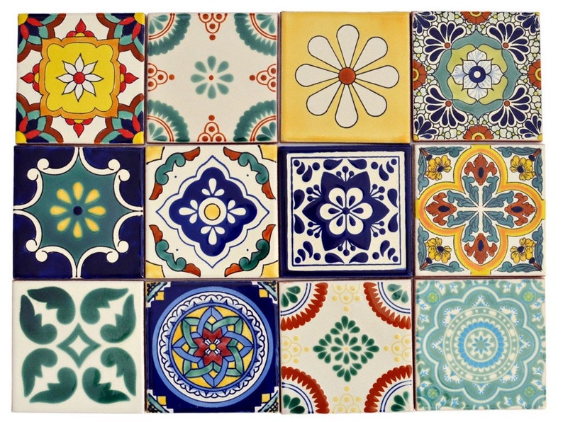 premium mexikanische fliesen 11x11 cm - patchwork, bunte keramik fliesen für küche und bad