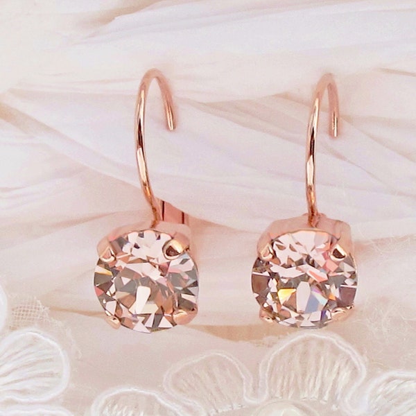 Bridesmaids Vintage Rose Earrings Rose Gold Plated Bridal Jewellery Bridesmaid Drop Dangle Bridal Jewelery  Gift Box