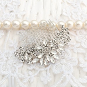 Bridal Hair Comb Silver Crystal Flower Blossom Clear Gift Boxed Wedding Accessory Bride Prom Bridesmaid Boho