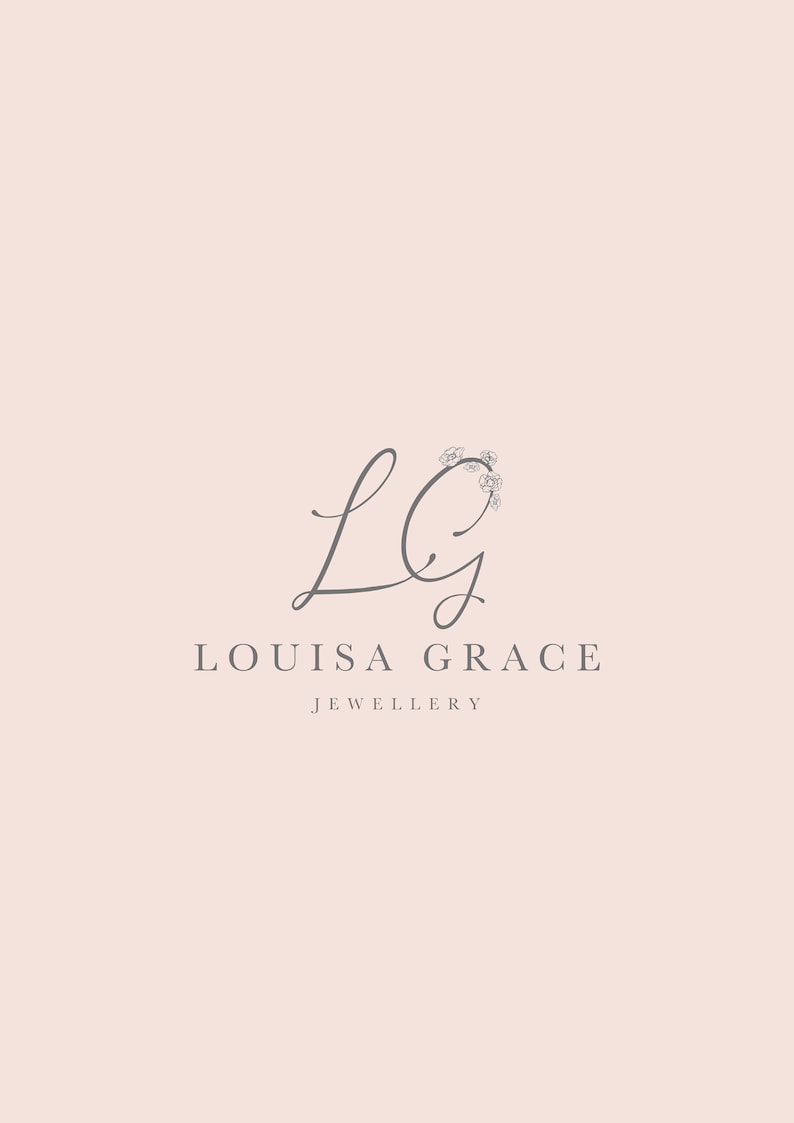 K&ouml;nnte beinhalten: Ein Logo f&uuml;r Louisa Grace Jewellery, mit den Initialen "LG" in einer kursiven Schriftart und einem floralen Design um das "G".
