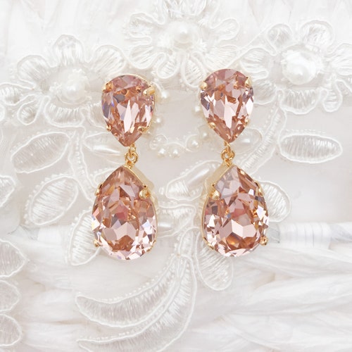 Bridal Hoop Earrings Blush Pink Statement Earrings Big Hoop Etsy Israel