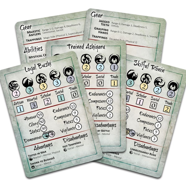 NPC Reference Card Set - L5R RPG - Legend of the Five Rings