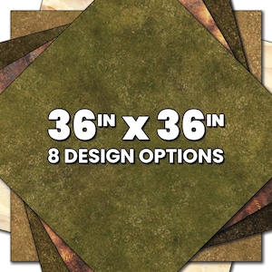 May include: A stack of eight square sheets featuring diverse textures and patterns, including dark green, wood grain, and metallic finishes. The text 36 IN X 36 IN and 8 DESIGN OPTIONS is printed in white with a black outline across the centre.