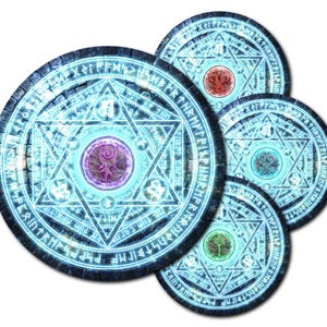 Ensemble de marqueurs d'objectif Fantasy Grimdark - Protection magique - Cercle de sorts