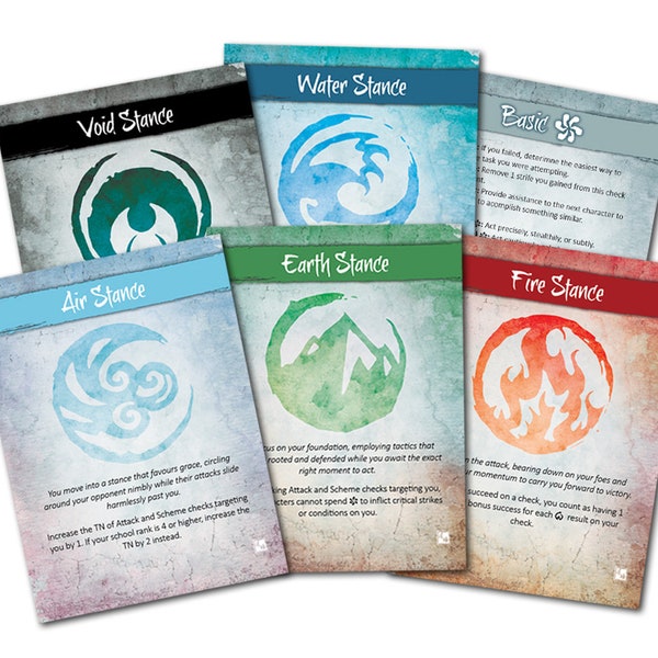 3x Stance & Opportunity Card Sets - L5R RPG - Legend of the Five Rings