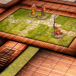 Azulejos de castillo japonés - Jardines - Dungeons and Dragons, juegos de rol y miniaturas - Cuadrícula - Borrado en seco - DnD