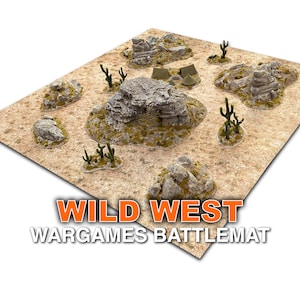 Wild West Battlemat - 3ft x 3ft  - Old West - Desert - Scrubland - Wilderness - Neoprene Game Mat - Mousemat Material