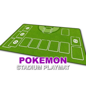 Tapete de juego de 24 x 14 pulgadas de Pokémon TCG con zonas de cartas, estadio, regalos para geeks y nuevo diseño de mayor resolución