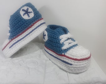 Clothes and shoes for babies, sneakers for girls and boys, baby shoes, handmade. petrol/white, 8.5-10.5 cm,