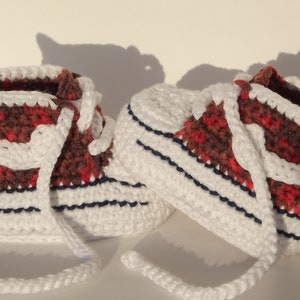 Sneakers, Baby schuhe, Babyschuhe, Handarbeit. Ohne: Metall und Kunststoff rotmeliert, 9.5 cm Bild 6