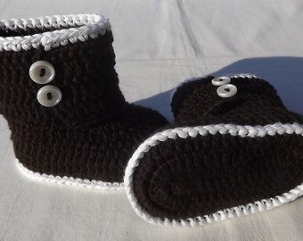 Baby shoes, baby boots, baby boots, handwork, handwork, black/white 8.5-10.5 cm
