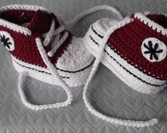 Kleidung und Schuhe für Baby, Sneaker für Mädchen und Jungen, Babyschuhe, Babysneaker, Handarbeit.  bordeauxrot,  8.5-10.5 cm