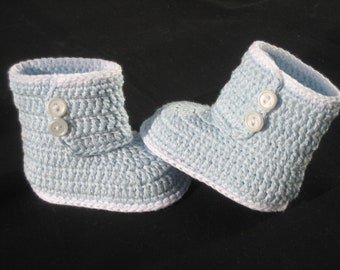 Baby shoes, baby boots, baby boots, newborn shoes, handmade, light blue, 8.5-10.5 cm