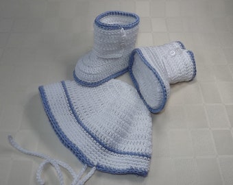 babyschuhe gehäkelt & Mütze, Handarbeit, 9.5cm