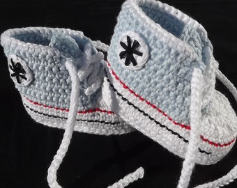 Sneakers, baby shoes, baby sneakers, crocheted baby shoes, baby gift, light blue 8.5-10.5 cm,