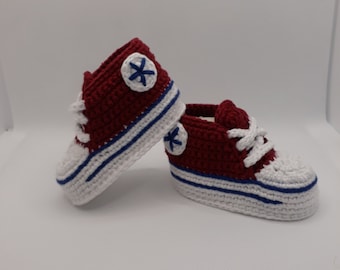 Kleidung und Schuhe für Baby, Sneaker für Mädchen und Jungen, Babyschuhe, Babysneaker, reine Handarbeit.  bordeauxrot,  8.5-10.5 cm