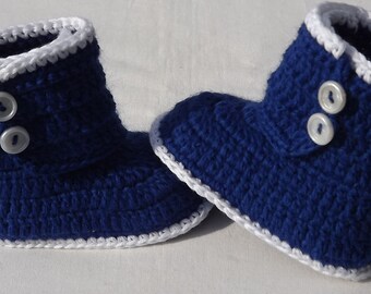 Baby shoes, baby boots, baby boots, handmade, royal blue, 8.5-10.5 cm