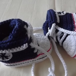 Kleidung und Schuhe für Mädchen und Jungen, Babyschuhe, Handarbeit. Ohne: Metall und Kunststoff dunkelblau 9.5 cm, Bild 4