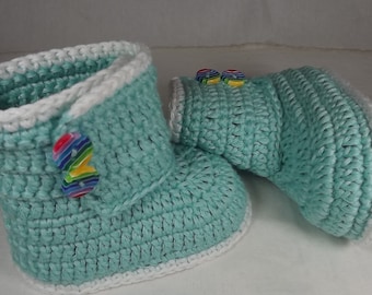 Baby shoes, baby boots, baby boots, newborn shoes, handmade, light turquoise 8.5-10.5 cm