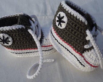 Kleidung und Schuhe für Baby, Sneaker für Mädchen und Jungen, Babyschuhe,  Handarbeit.   anthrazit,  8.5-10.5 cm,