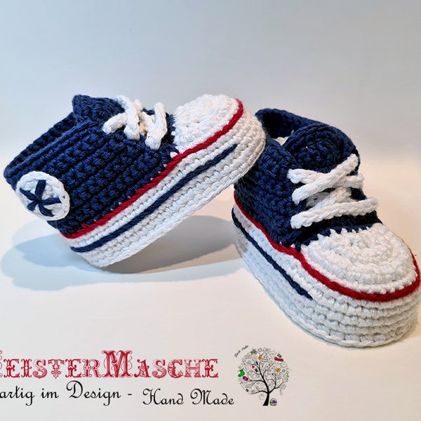 Kleidung & Schuhe für Baby, Sneaker für Mädchen und Jungen, Babyschuhe, reine Handarbeit.  jeansblau, von 8.5-10.5 cm