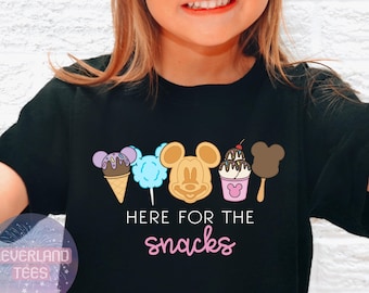 Here For The Snacks Shirt, Girls or Boys Disney World Snack Shirt, Cute Kids Disney Shirt, Mickey Bar Shirt, Mickey Waffle Shirt