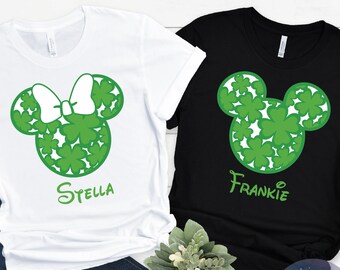 Personalized St. Patricks Day Disney Shirt, Disney Shamrock Shirt, Disney Four Leaf Clover Shirt, Disney St Patricks Day Family Shirts