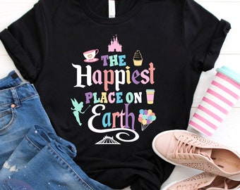 Happiest Place On Earth UNISEX SHIRT, Disney World Shirt, Disney Shirt, Disneyland CA Shirt, Colorful Disney Shirt, Disney Snack Shirt