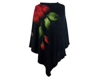 Poncho da donna, fantasia realizzata in lana, perfetto per un regalo, modello 558A.