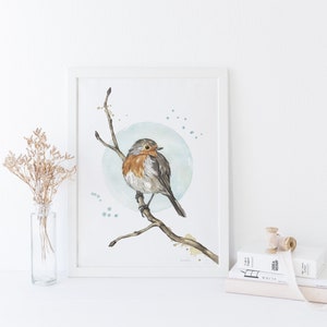 ROBIN ART PRINT // Serie di uccelli dal mio libro d'arte // Stampa giclée del mio acquerello originale