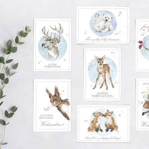 SET DI CARTOLINE DI NATALE - 7 MOTIVI // Cartoline di Natale con stampa ad acquerello // Natale