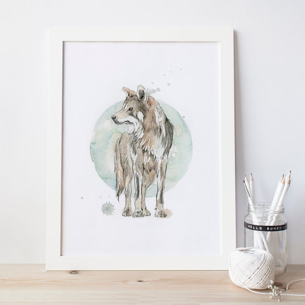 WOLF / Fine-Art-Print / Giclée Print / Watercolour-Print / Poster / A4 / A3