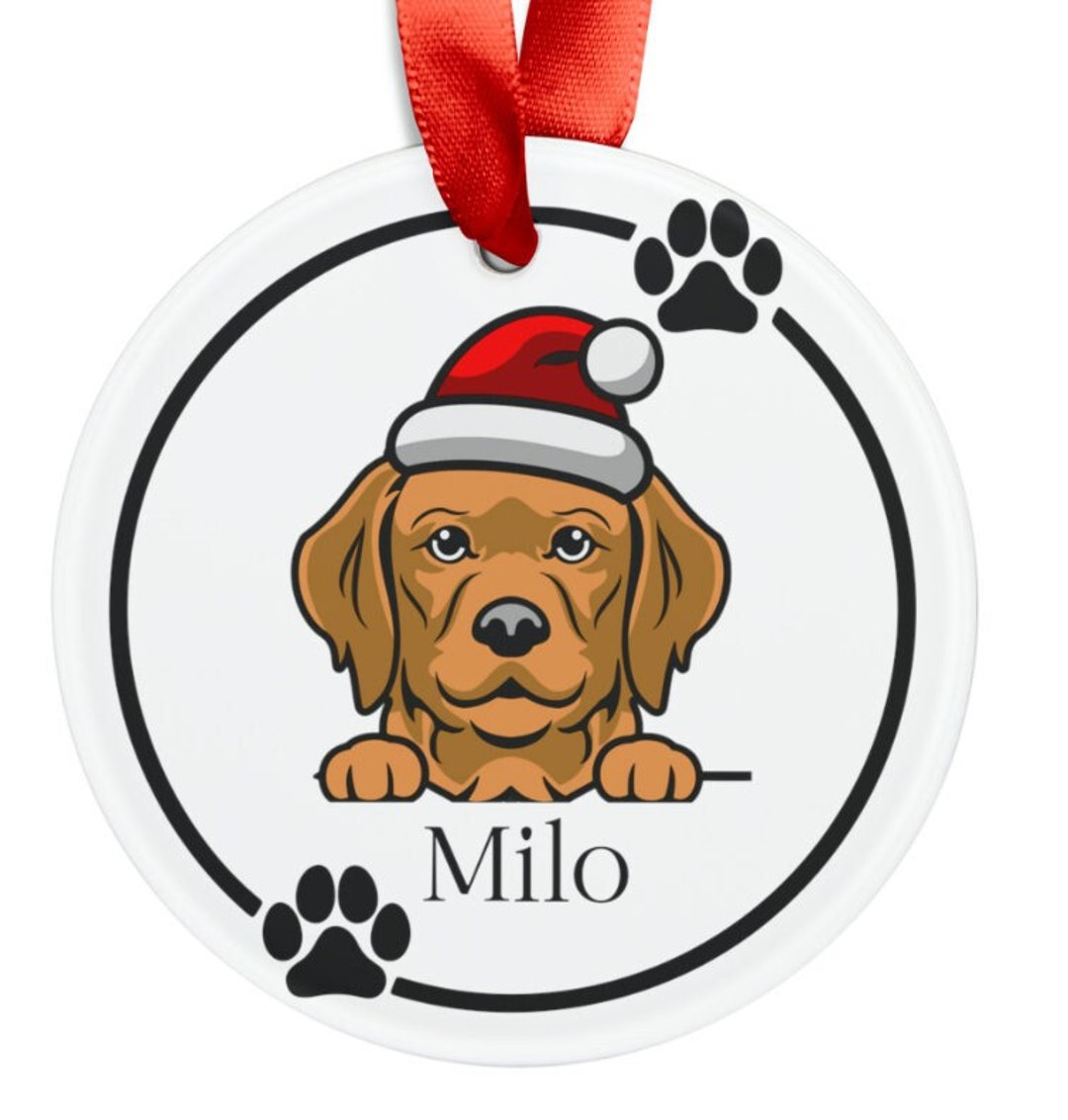 Personalized Pet Christmas Ornament, Golden Retriever Ornament, Custom