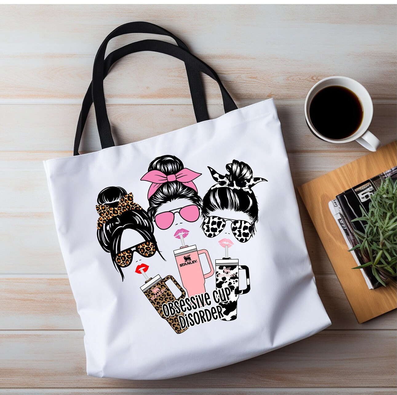Stanley Cup Inspired Tote Bag, Cute Shopping Bag, Bag for Books, Book ...