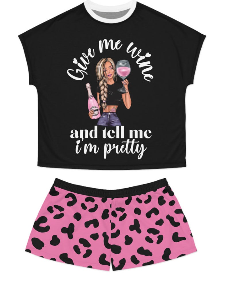 Cute Custom Women's Pajama Set, Personalized Wine Pajamas, Mom Wine Pjs, Wine Country, Wine