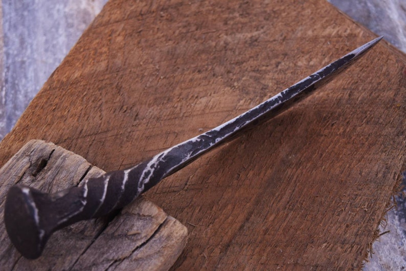 Hand Forged Custom Railroad Spike Skinning Knife One of a Kind