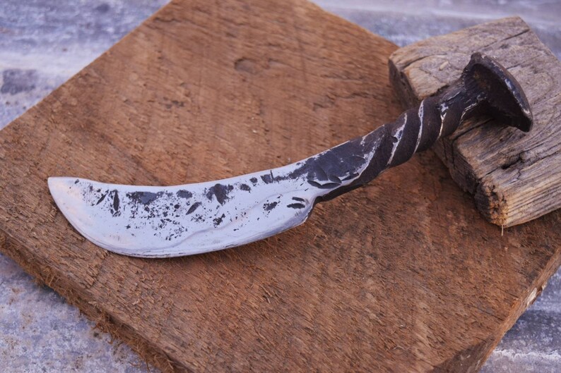 Hand Forged Custom Railroad Spike Skinning Knife One of a Kind