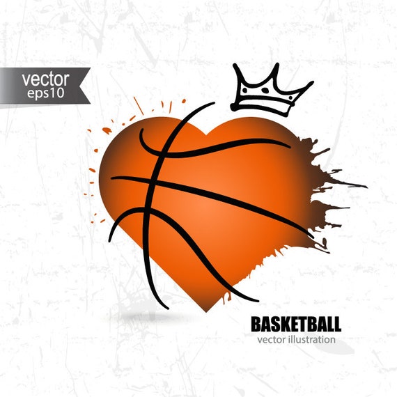 Basketball Heart Svg Hand Drawing Grunge Abstract Ball Etsy
