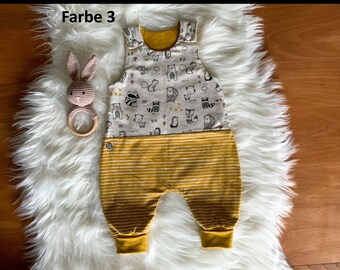 Baby Strampler Hose Waldtiere Gelb, Personalisierung