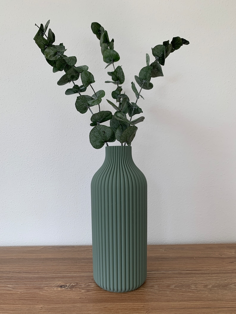 Vase Rillen / Dekovase /3D Druck / Wasserdicht / Trockenblumen / Dekoration / Verschiedene Größen und Farben Türkis