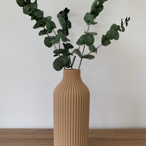 Vase Rillen / Dekovase /3D Druck / Wasserdicht / Trockenblumen / Dekoration / Verschiedene Größen und Farben Beige