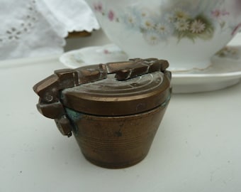 antique mug weights, brass, mug weights