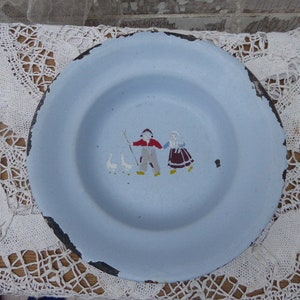 antique enamel children&#39;s plate