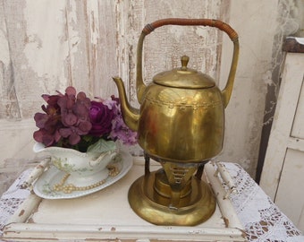 Brass teapot + Rechaud, around 1900