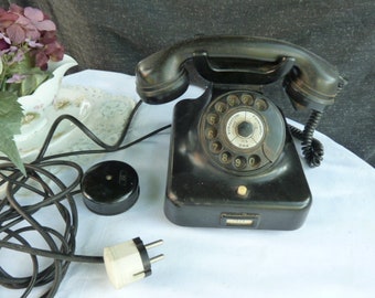 vintage Telefon W 28, schwarz