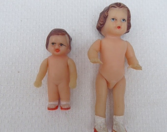 2x Ari Puppen für Puppenhaus, 50er Jahre