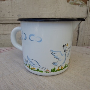vintage enamel milk pot